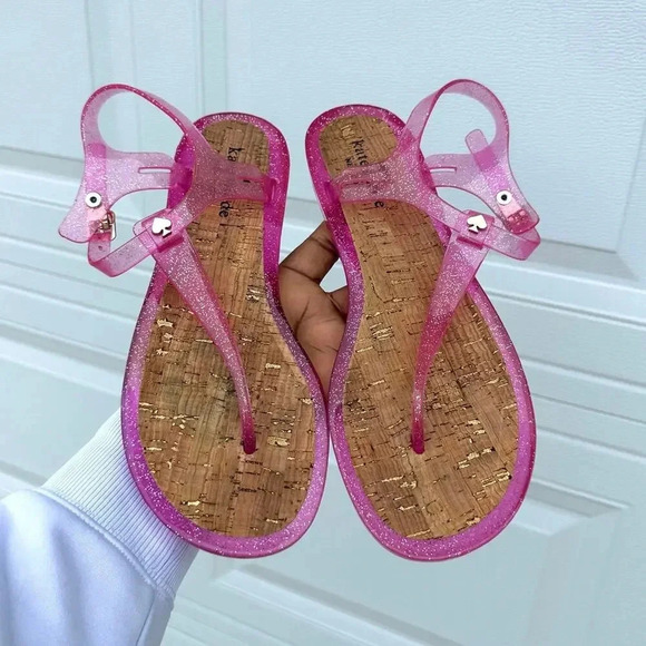 Kate Spade Pink Yari Glitter Jelly Sandals Size 9 - Picture 3 of 8